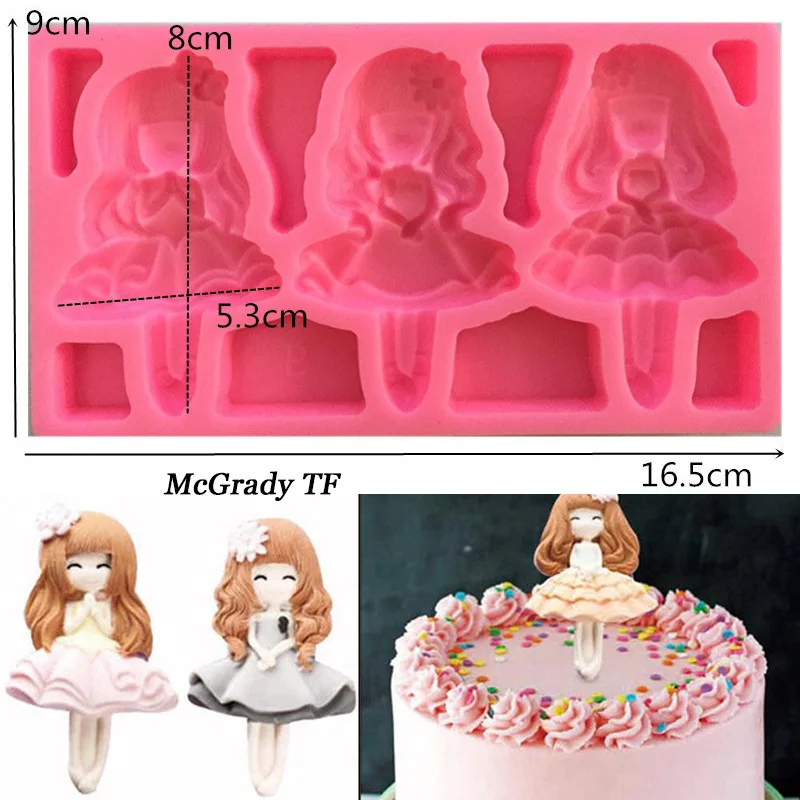 

Lovely Beauty Girl Princess Silicone Fondant 3D Cake Mold Cupcake Jelly Candy Chocolate Decor Baking Tools Cake Decoration Tools