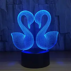3D свет Лебедь символ любви ночник 7 цветов изменения акриловые светодиодный сенсорный Настольная лампа USB light Спальня Святого Валентина