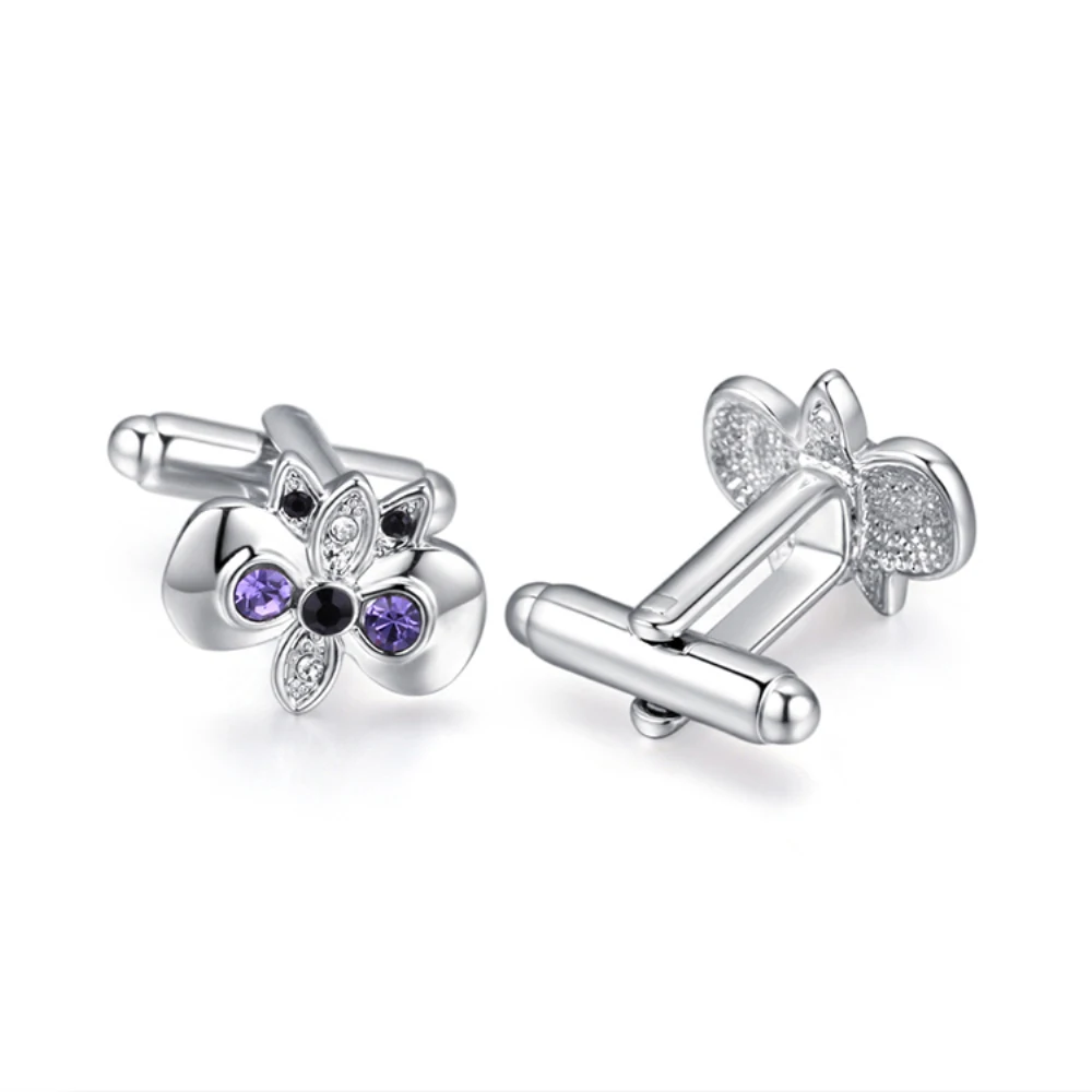 

2018 New Flower Cuff links for men with High Quality CZ Crystal for business men Valentine's boyfriend gifts wholesale