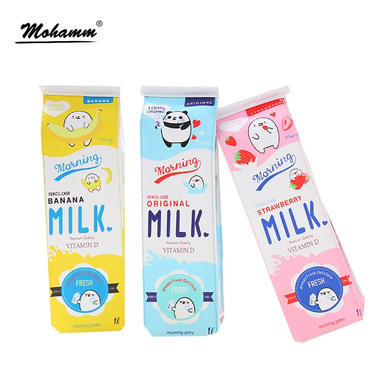 

1pcs Creative School Pencil Case Cute Animals Fruits Milk Box Pen Bag Kawaii Stationery Office School Supplies Korean Stationery