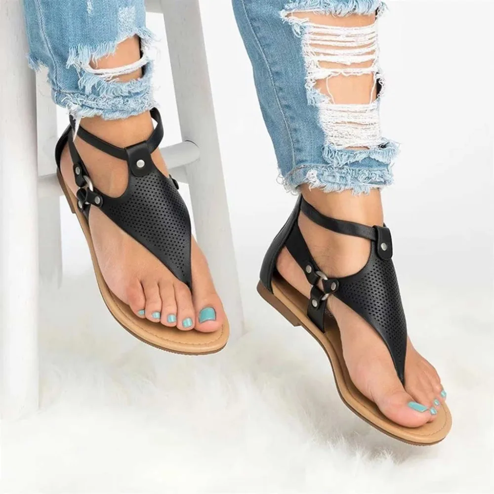 Flats casual shoes woman sandals female 2019 fashion lighted flat with women shoes solid clip toe hollow women sandals plus size (19)