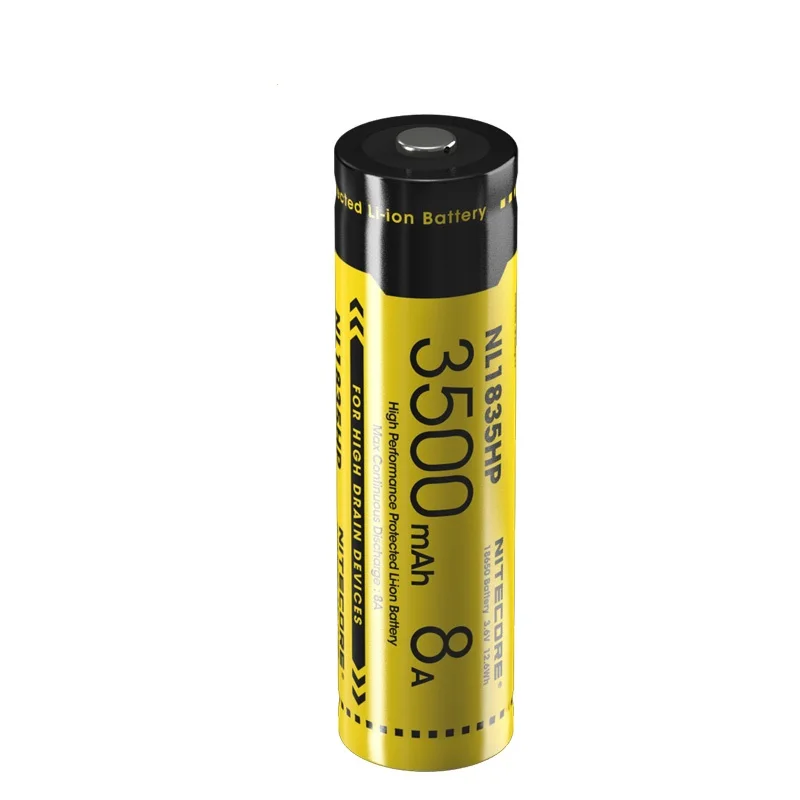 Nitecore NL1835HP высокая производительность 18650 3500mAh 3,6 V 12.6Wh 8A Защищенный Литий-ионный аккумулятор с кнопками для высокого качества Дренажные устройства