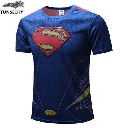 TUNSECHY топ продаж супергероя футболка Superman Spiderman Batman Мстители Капитан Америка, Железный человек Стиль Костюмы XS-4XL