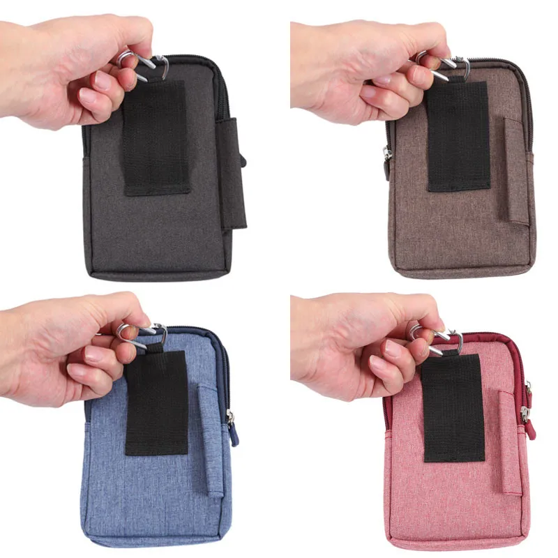iphone 7 plus phone cases 4 Colors Pen Slot Design 3 Zippers Carabiner Pockets Bag For Multi Phone Model Hook Loop Belt Pouch For Smart Phone 6.3" Below case for iphone 8