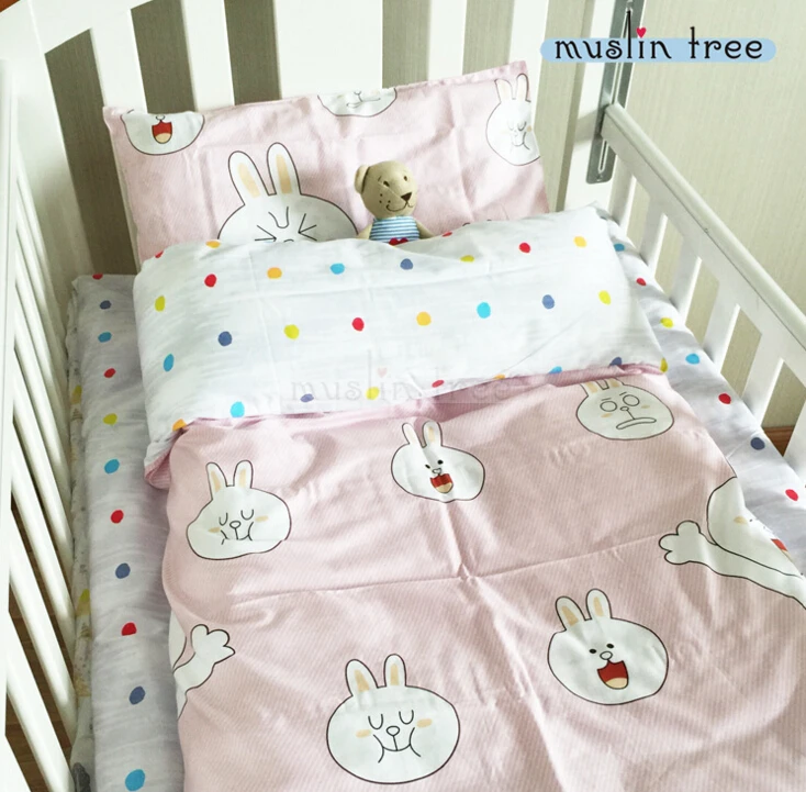 Cotton Baby bed Quilt cover pillow case sheets Three piece suit baby