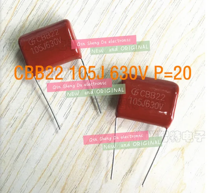 100 PCS/lot CBB capacitor 630V105 P=20mm CBB22 105J 630V 1UF new | Электронные компоненты и принадлежности