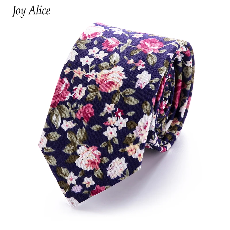 Mens Cotton Slim Tie Flower Skinny Ties Narrow Necktie Floral Rose Navy Blue Corbatas Hombre 2018 Gravata Slim drop shipping