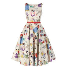 vintage 50s Frida Kahlo rockabilly women summer dress 2016 plus size clothing Audrey hepburn Floral robe Retr