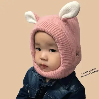 

New Fashion Winter Baby Hat Cartoon Style Ears Crochet Knitted Caps For Infant Boys Girls Children Kids Winter Neck Warmer Caps