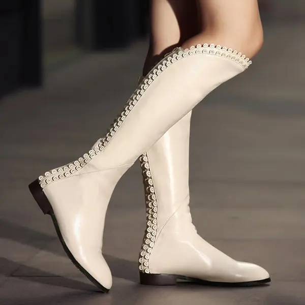 

Fashion Flowers Genuine Leather + PU Women Boots Flat Snow Long Boots High Quality Winter Women Motorcycle Boots,Size 34-43