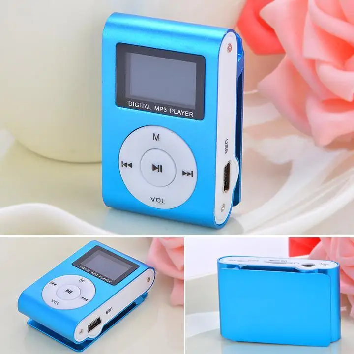 Синий Мини MP3 плеер клип USB fm радио ЖК дисплей Экран Поддержка для 32 ГБ карта Micro SD