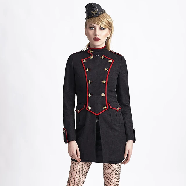 Steampunk Military Uniform Long Coats for Women Sexy Army Cosplay Clothing Jackets with Star