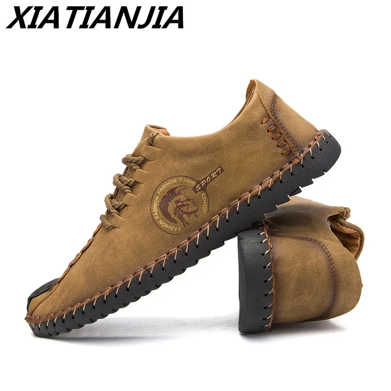 

Sneakers Men's Casual Shoes Soled For Adults Breathable Loafers Lace-up Leather Men Shoes Large Size 38-48 Zapatos De Hombre