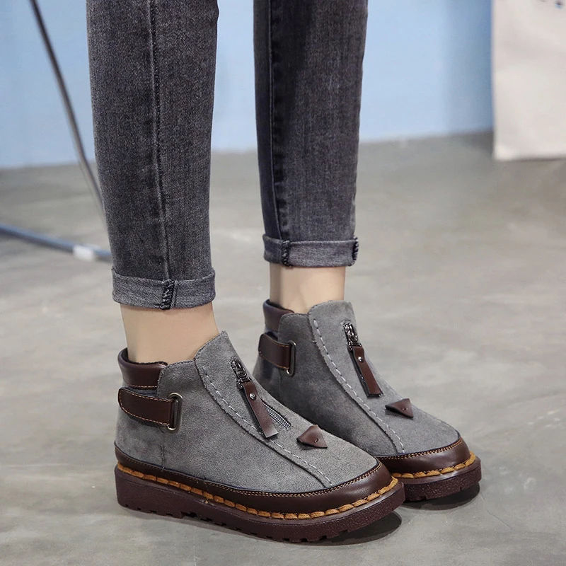 

2019 fashion Warm Fur Women Snow Boots Flat Winter women Shoes Ankle Boots Female Fashion Non-Slip Basic Casual Shoes