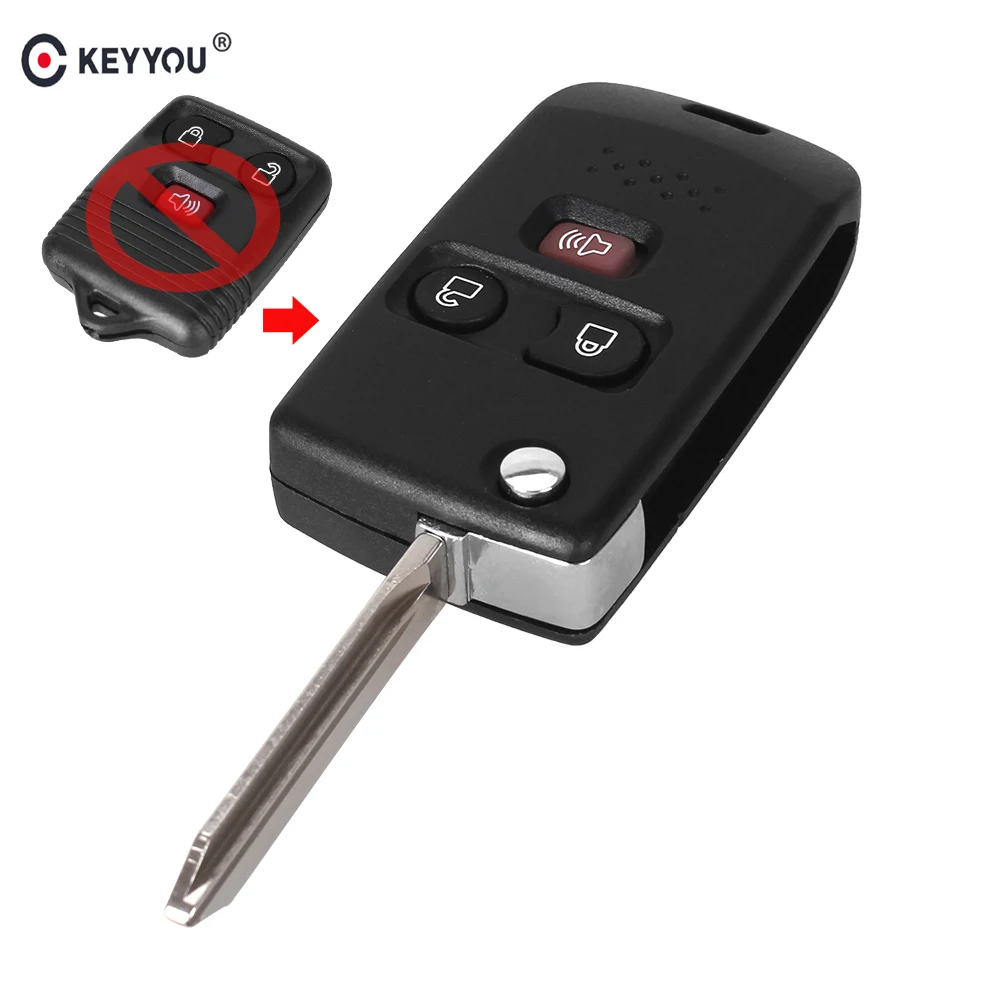 KEYYOU 3 Buttons Folding Car Remote Flip Key Shell Fob For Ford 2001