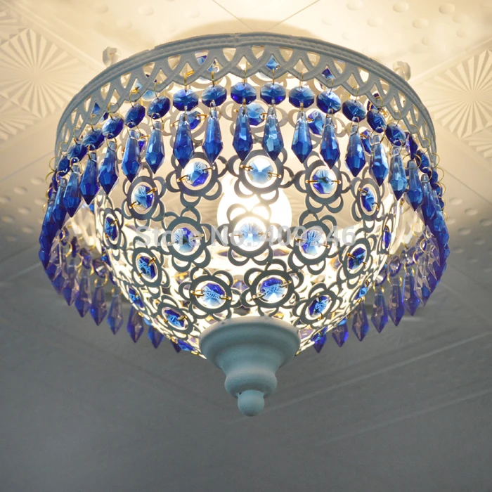 ==> [Free Shipping] Buy Best Mediterranean Style Absorb Dome Light Wrought Iron K9 Crystal Lamp Bedroom Balcony Dining Room Online with LOWEST Price