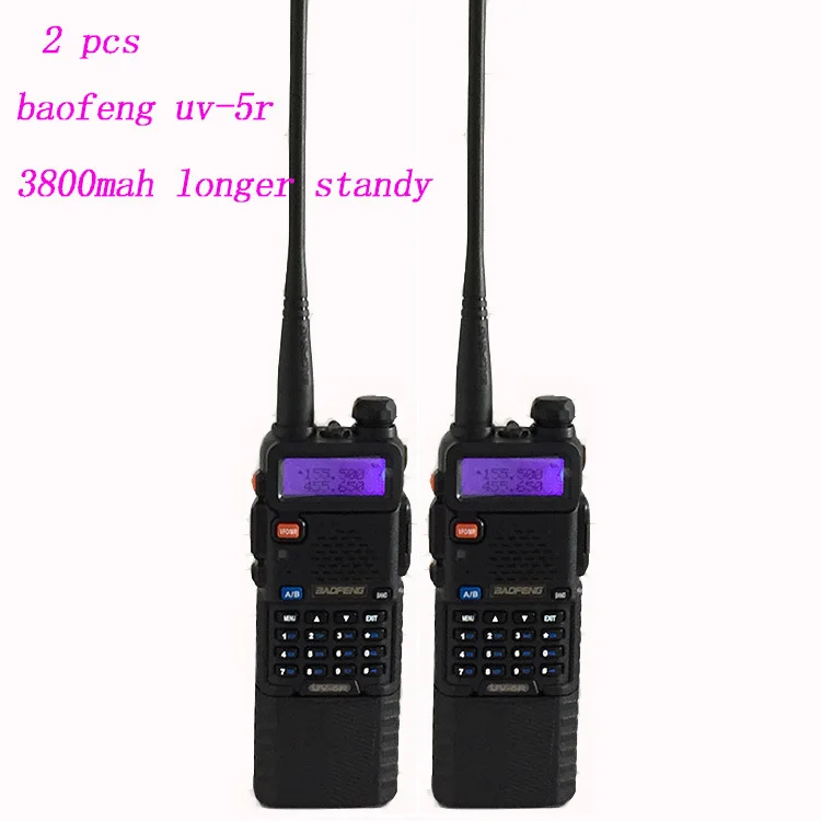 

2PCS Two Way Radio Walkie Talkie Baofeng UV-5R With 3800Mah Long Battery Headset Scanner II dual band walkie talkie Baofeng uv5r