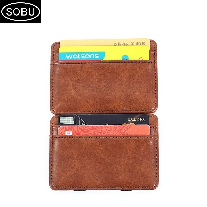

Super Slim Soft Wallet Fashion Vintage Style High Quality PU Leather Magic Wallets Mini Multifunctional Card Holder T015