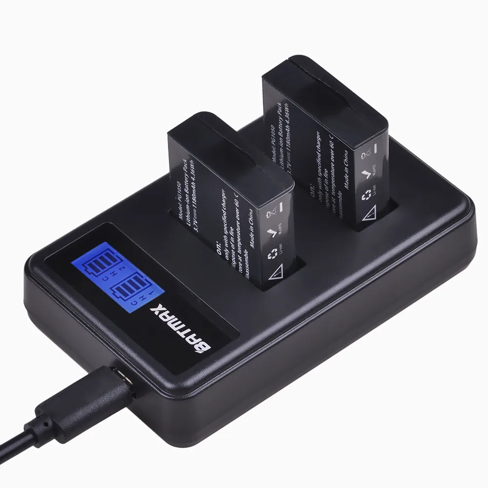 Комплект из 2 предметов 1180 мА/ч, PG1050 аккумуляторная Батарея+ LCD Dual charger для спортивной экшн Камера SJCAM SJ4000 SJ5000 eken H9 H9R H3 H3R H8PRO H8R