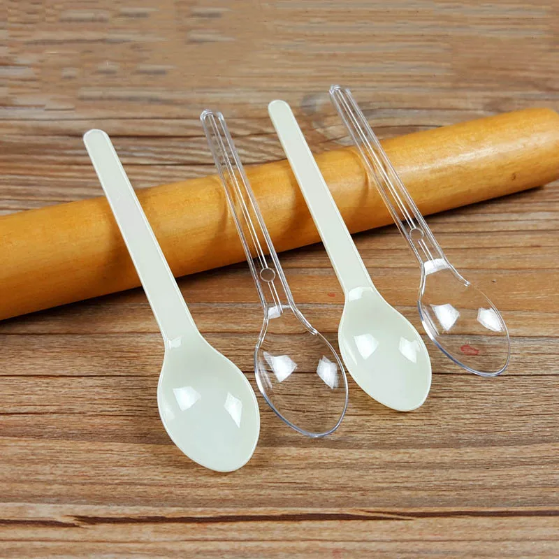100pcs/lot 10.8cm Disposable Plastic Ice Cream Spoon For Party Birthday