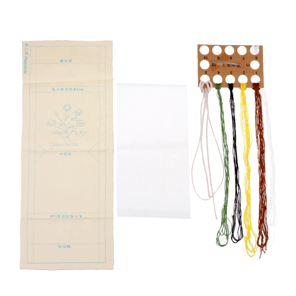 DIY Embroidery Cross Stitch Kit Pouch Canvas Drawstring Bag Handmade Needlework