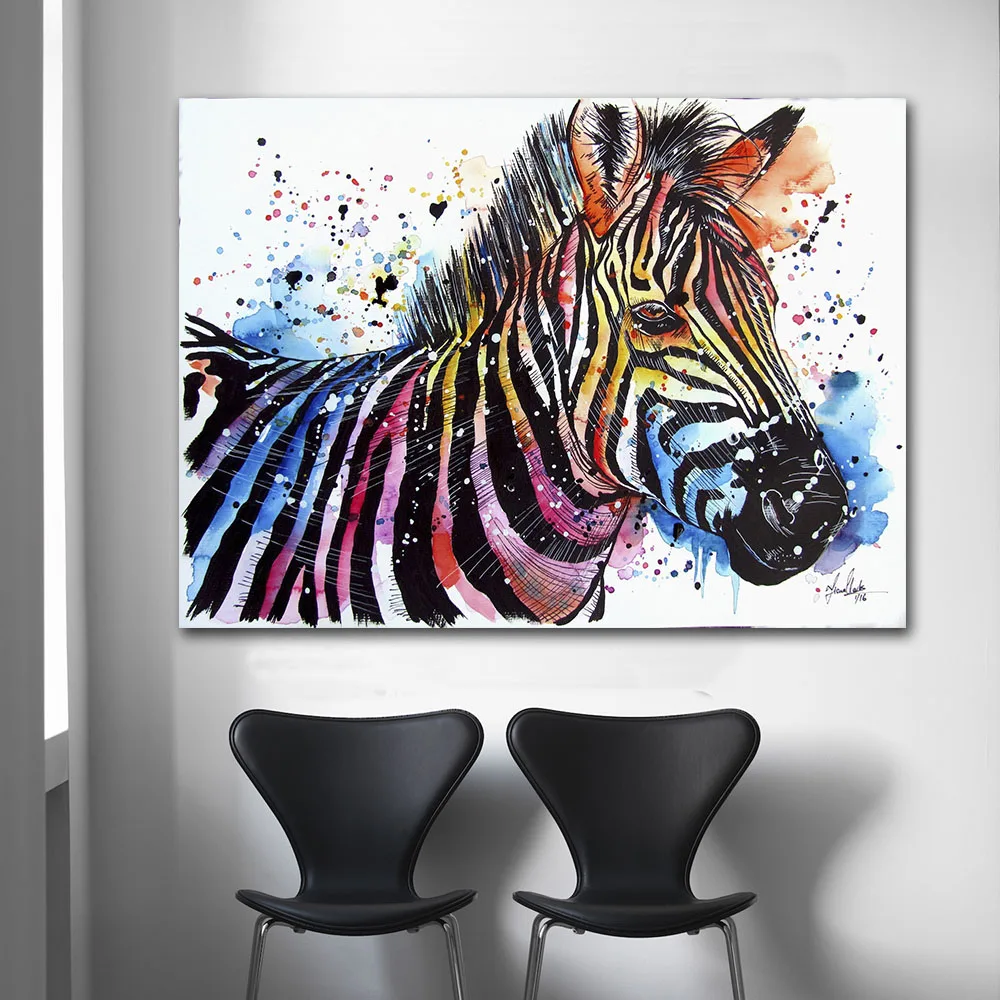 

GOODECOR Animal Wall Canvas Art Watercolor Zebra Print Posters Art for Living Room Cuadros Decoracion Canvas Painting Home Decor