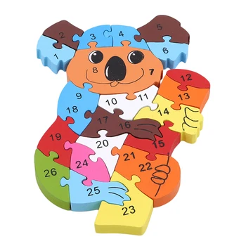 

Wooden Cartoon Animal Koala Jigsaw Puzzles Toys For Children 26 English Alphabet Number Puzzle Baby Early Learning Education Toy