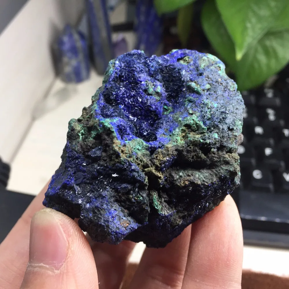 

151g Natural Chessylite Material Specimen Azurite Geode Bule and Green Healing Stone Reiki Decor Home Ornaments #BH1112