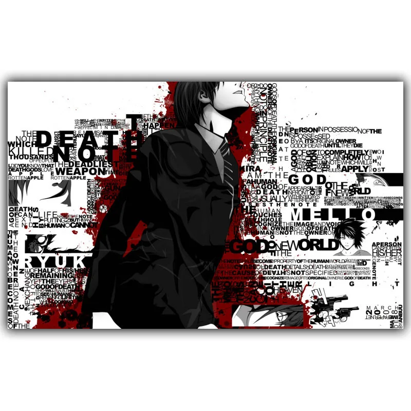 Death Note Аниме мультфильм плакат для дома декоративный L шелковые обои настенное