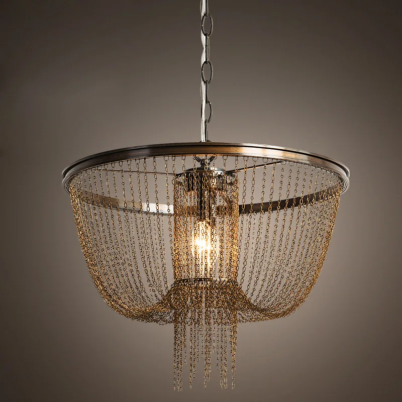 American Vintage iron chain pendant light restaurants hotel lobby hanging | Освещение