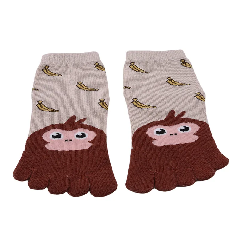 Новогодний кавайный носок с пятью пальцами, детские носки, хлопковые носки с изображением животных для мальчиков и девочек, носки для детей - Цвет: Brown monkey
