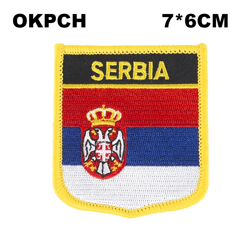

Serbia Shield Shape Flag patches embroidered flag patches national flag patches for Cothing DIY Decoration PT0152-S