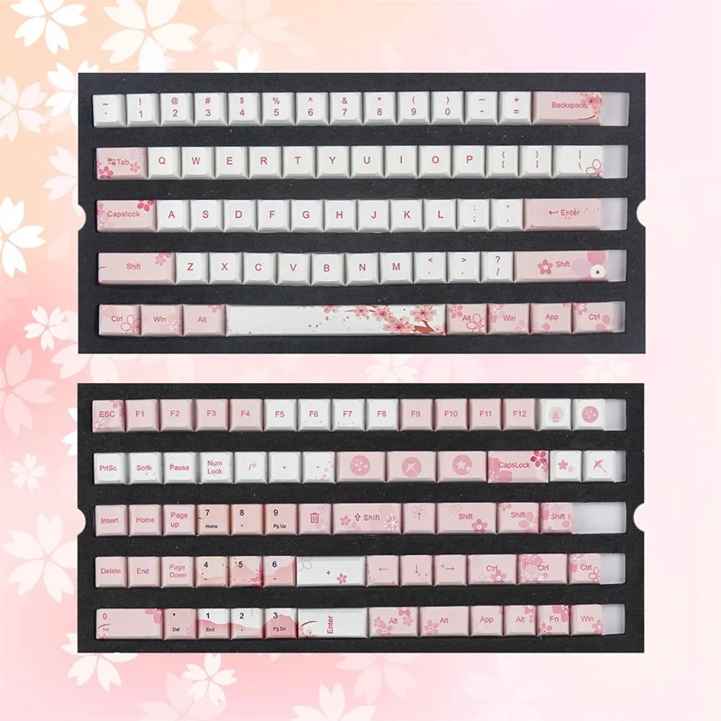 Kbdfans Новое поступление пять поверхностных сублимации sakura keycaps 126 клавиш для механической клавиатуры mx cherry switch