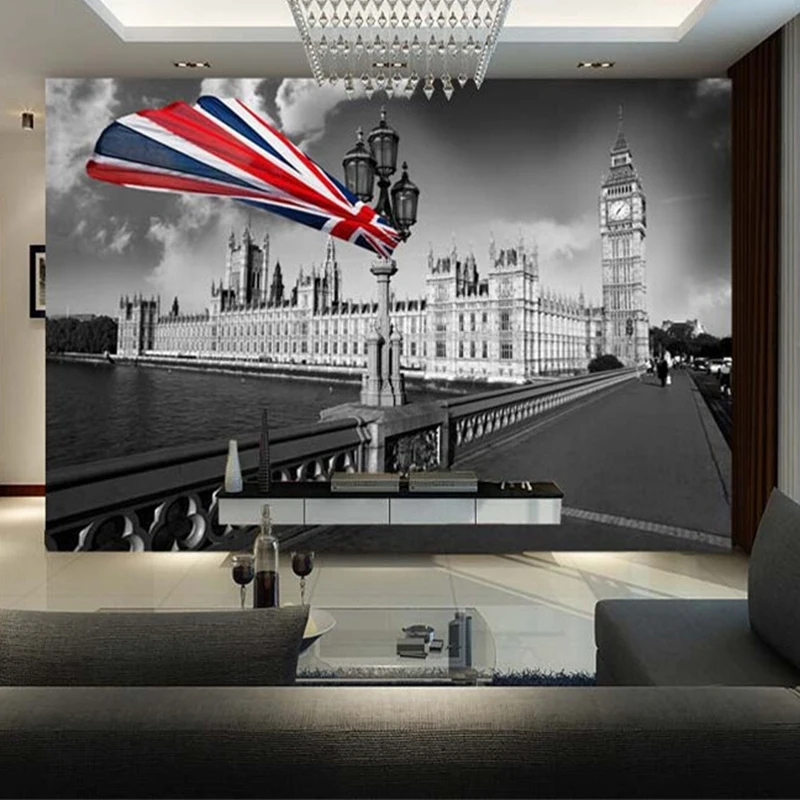 

Photo Wallpaper Black And White City Building Landscape 3D Stereo Mural Living Room Sofa Backdrop Wall Decor Papel De Parede 3D