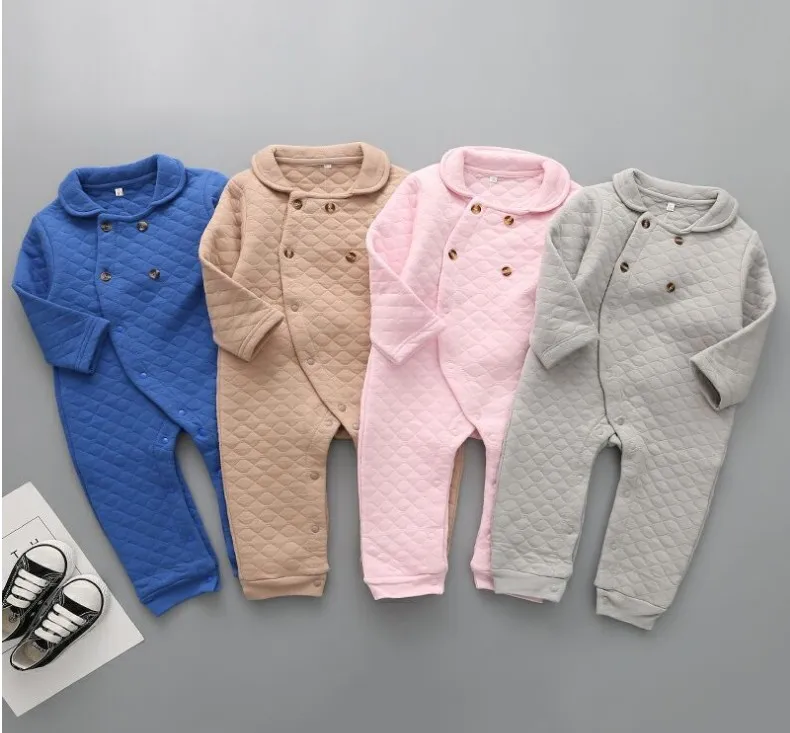 

Classic Long Sleeves Solid Baby Jumpsuits /Unisex Baby Romper 3054