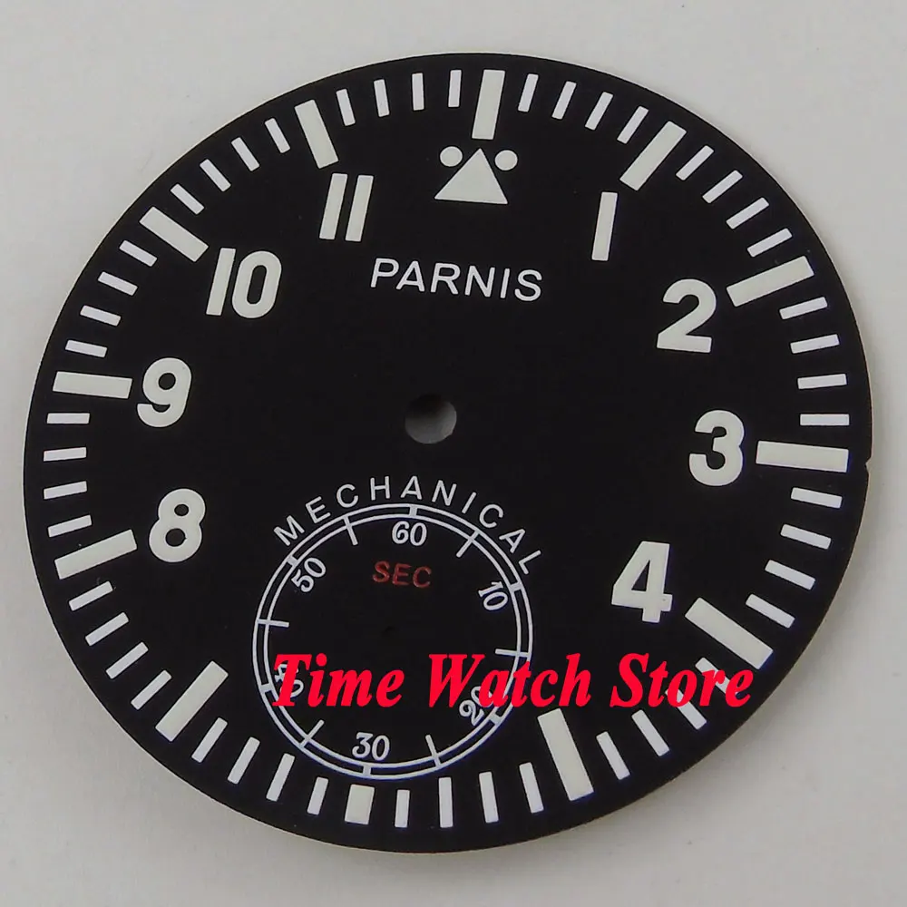 

Parnis 38.9mm black dial super luminous Fit for mechanical ETA 6498 Movement watch dial D107