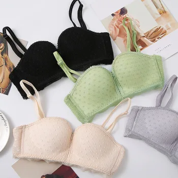 

Wasteheart Fashion Black Lace Trim Mesh Cut Out Padded Bras Bralette Cotton Panties Push Up Sexy Lingerie Sets Underwear A B