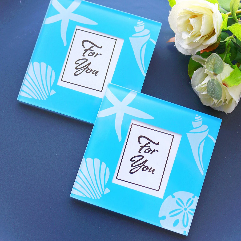 2Pcs Wedding Favours Glass Photo Frame Coasters Tea Cup Saucer Cup Mat Birthday Party Favor Gifts and Giveaways 