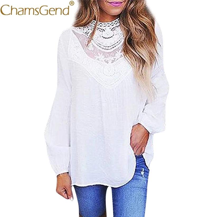 

Free Shipping Lady Sexy Floral Lace Long Sleeve Shirt Woman Black White See Through O NECK Loose Blouse Female Blusas 80720