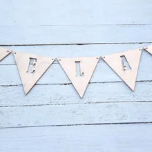 Персональное имя баннер гирлянда деревянный флаг день рождения флаги пользовательские цвета Детские вечерние украшения