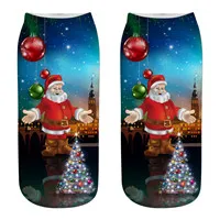Рождественские носки для больших детей, 1 пара носки унисекс с рисунком оленя, снеговика, Санты короткие рождественские носки с принтом - Цвет: 14
