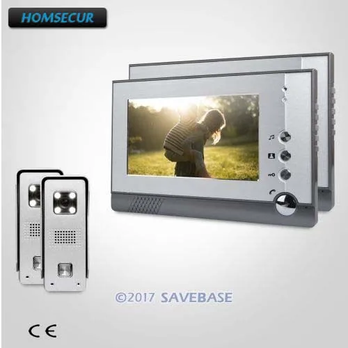 

HOMSECUR 2v2 7inch Video Door Entry Phone Call System with Video & Dual-way Audio Communication for House/ Flat