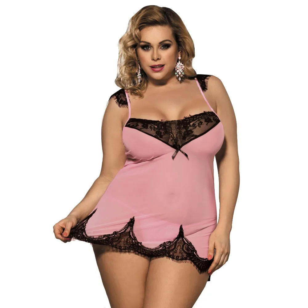 Эротическое кружевное белье RS80256 Tenue Размеры M XL 3XL 5XL розовое обтягивающее
