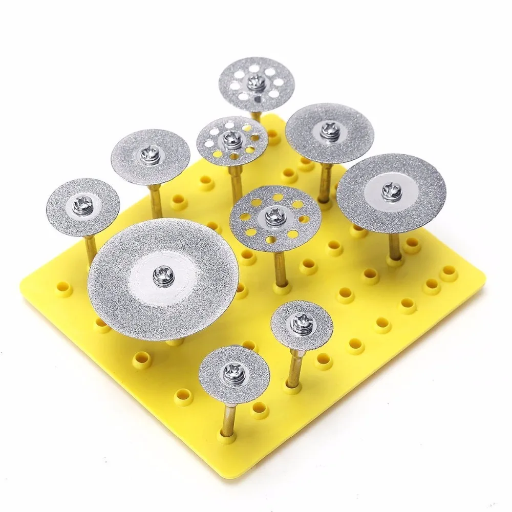 

10pcs Diamond Cutting Blade Set Mini Drill Rotary Tool Cutting Disc Wheel for Metal Stone Grinding Engraving Power Tools