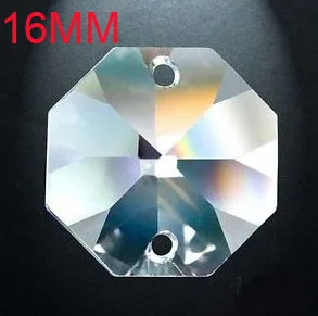 

100pcs/Lot 16mm Crystal Glass Octagon Beads In 2 Holes For Lamp Parts Pendant Free Shipping
