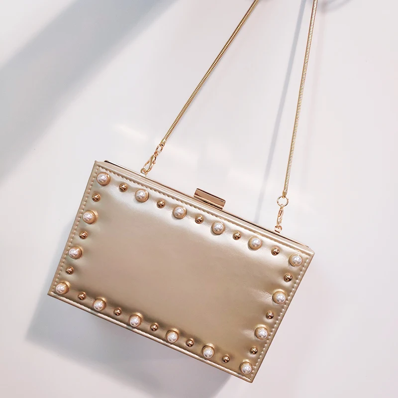 

Diamonds Women Bag Fashion Pearl Chain Shoulder Bag Female Luxury Minaudiere Clutch Messenger Crossbody Bag For Girls Party 506