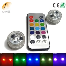 Мини RGB светодиодные подводные огни Водонепроницаемый 3 светодиодный s лампочка CR2032 Кнопка сотового 20Key пульт дистанционного управления для Свадебные вечерние украшения