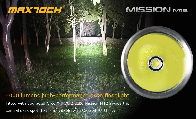 MAXTOCH Mission M12 XHP70.2, обновленный светодиодный фонарик 4000лм, потрясающий, с высокой выходной мощностью и 26650 длительным временем работы, супермощный фонарик