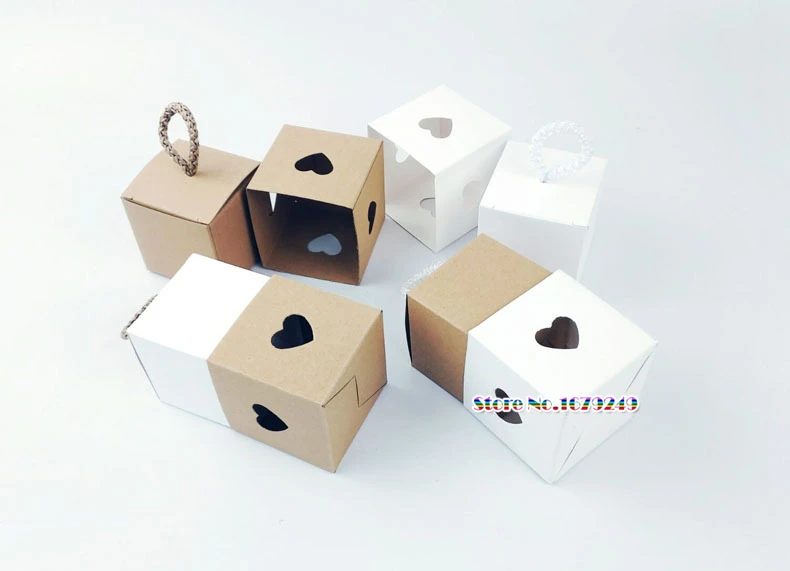 5,5*5,5*5,5 см kraft Малый бомбоньерка для сахарного драже ручка, коробка для шоколада и сладостей, Baby Shower свадебные принадлежности 200 шт./лот