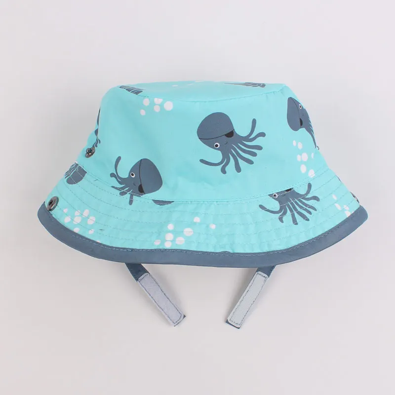 Octopus Baby Bucket Hat Infant Toddler Kids Boys Girls Summer Sun Protection Caps High Quality Cotton Bonnet with Chinstrap Stay On (5)
